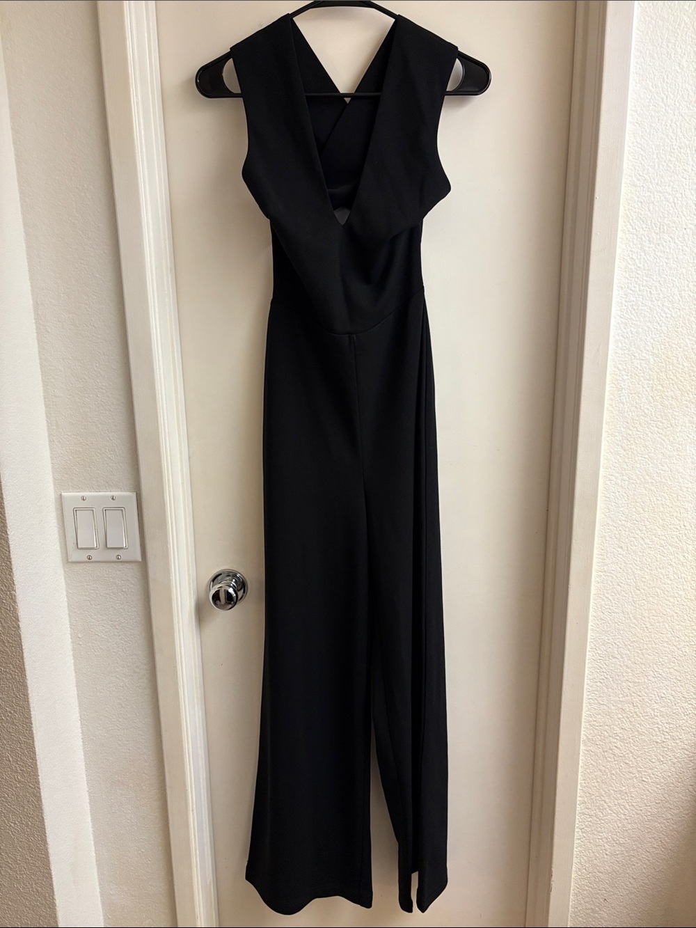 Sleeveless Black V-Neck Wide-Leg Jumpsuit Lulu’s Thinking Out Loud Jumpsuit